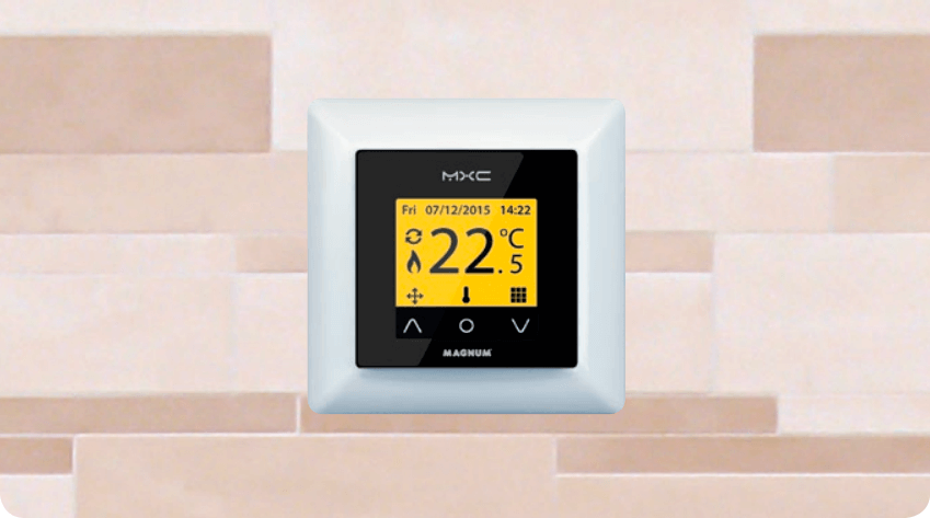 Терморегулятор для теплого пола идеально смотрится в помещении